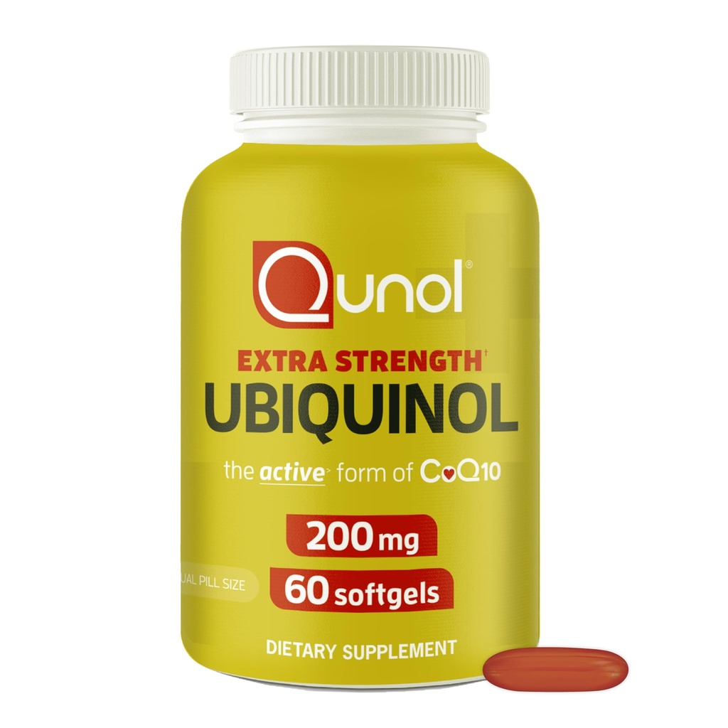 Qunol 200mg Ubichinol, puternic antioxidant pentru inima si sanatatea vasculara, esential pentru productia de energie, Suplimentul natural Forma activa de CoQ10, 60 Conte