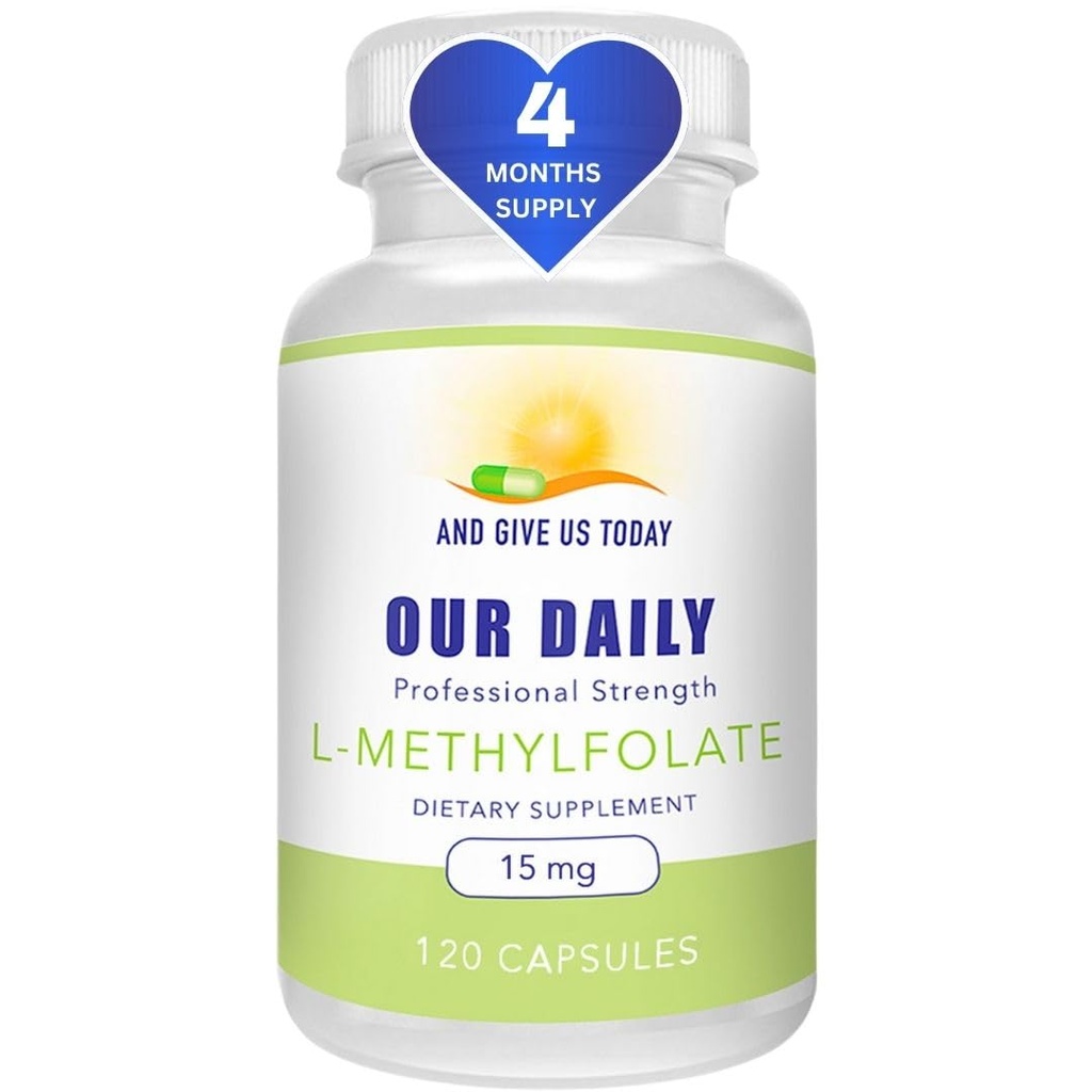 Şi să ne dea astăzi nostru DAILY L-Metilfolat 15 mg / 15000 mcg Putere maximă Active Folat, 5-MTHF, Filler gratuit, gluten, non-GMO, capsule vegetariene (4 luni de aprovizionare) (120)