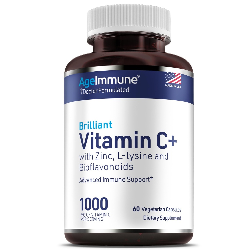 Vitamina C 1000mg Complex cu L-Lysine 500mg, Zinc 12mg, Bioflavonoids 300mg. Doctor Formulate de magneziu Stearate Suplimente gratuite pentru suport sistem imunitar sănătos.(1)