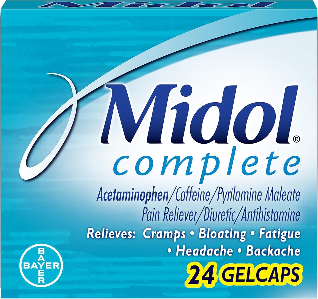 Midol Gelcaps complete, 24-Numar de cutii (Pachet de 4), ambalaj mai Vary