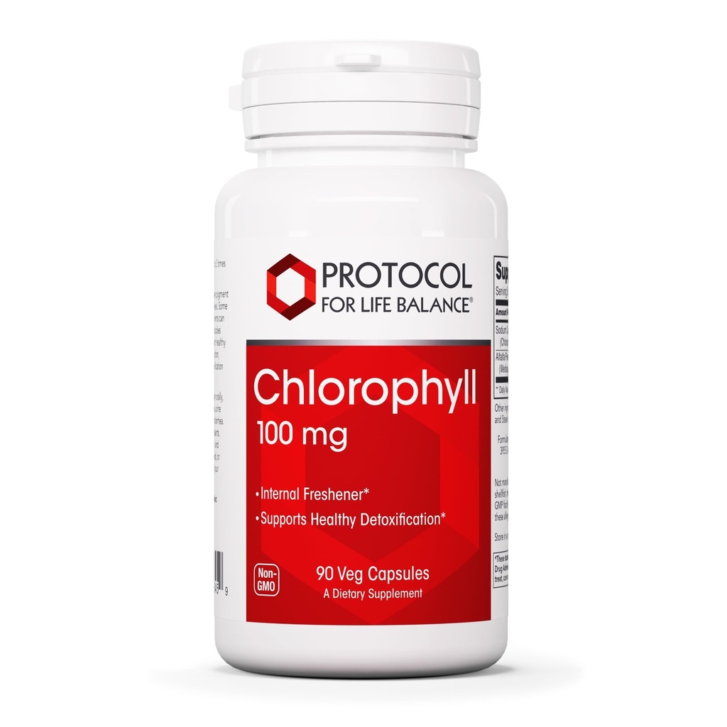 Protocol Clorofila - Suportă dezintoxicare, funcţie hepatică & deodorant intern* - non-GMO & Soy Free - 90 Veg Capsule