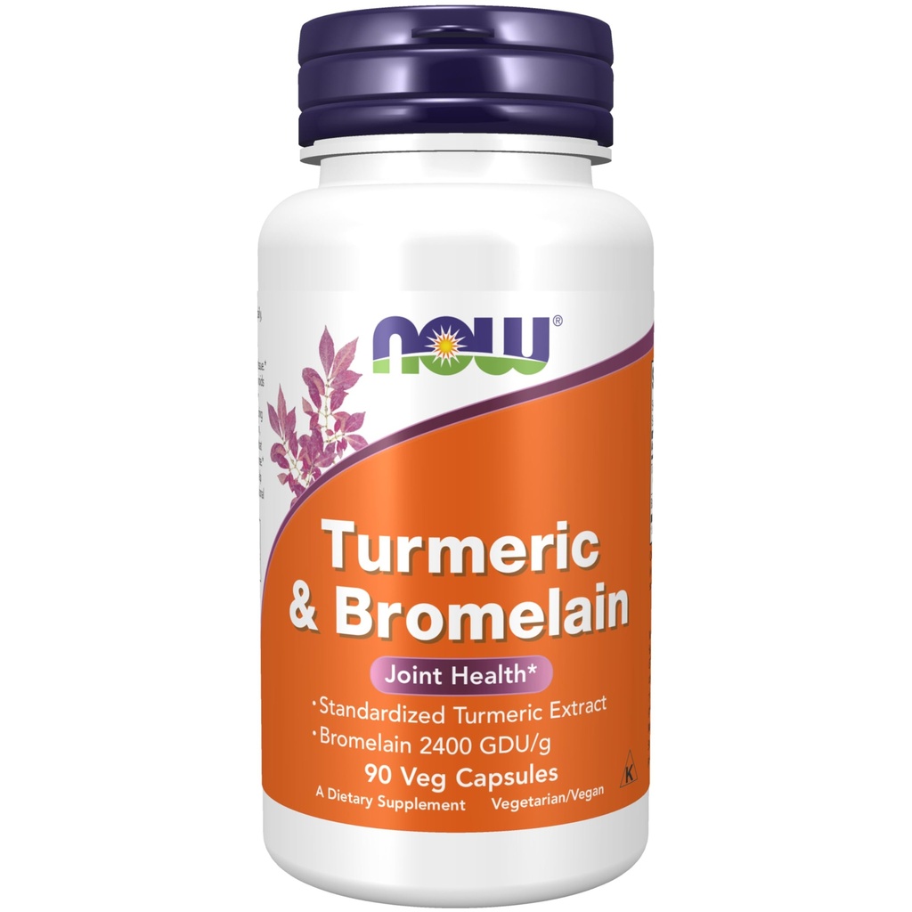ACUM Alimente Suplimente, Turmeric & Bromelain (Extract turmeric standardizat) cu Bromelain 2400 GDU/g, 90 Veg Capsule