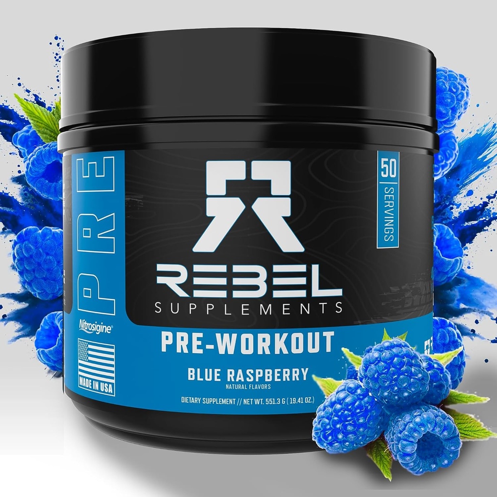 Rebel SupplementsTM Blue Razz Încărcat Pre Workout 