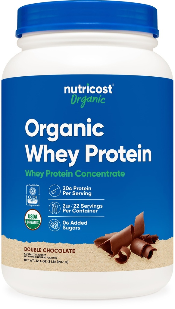 Nutricost Organic Whey Proteine concentrat, dublu ciocolata aromat, (2LBS) - Gluten-Free, non-GMO