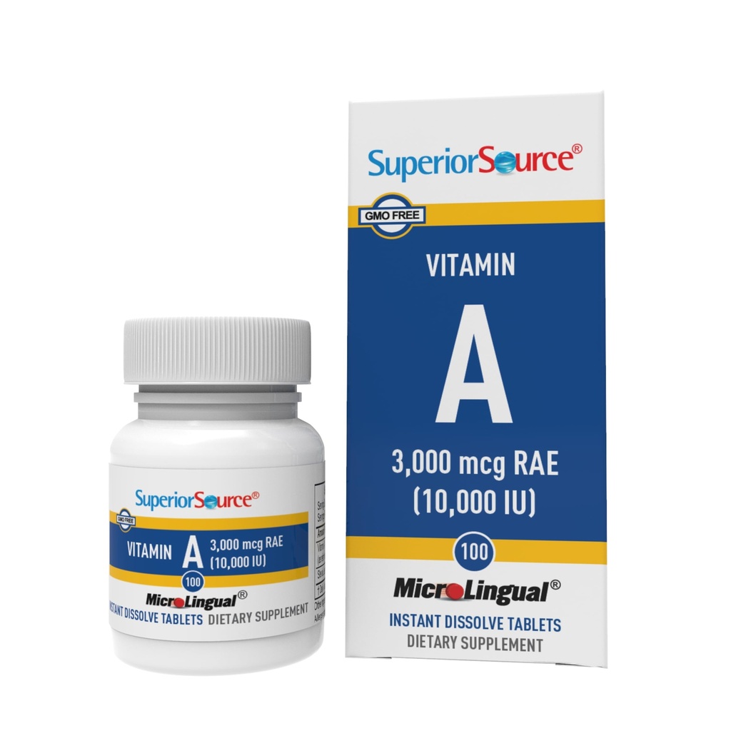 Sursă superioară Vitamina A 10000 UI - Suplimentul de îngrijire a ochilor - de asemenea, sprijină imun, Skin & Bone Health - non-GMO & Gluten-Free - 100 comprimate microlinguale