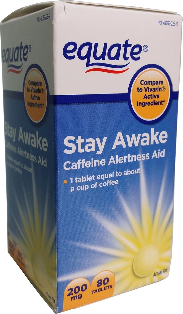 Equate Stay Awake Cafeina Alertă Ajutor, 80 comprimate, 200 mg