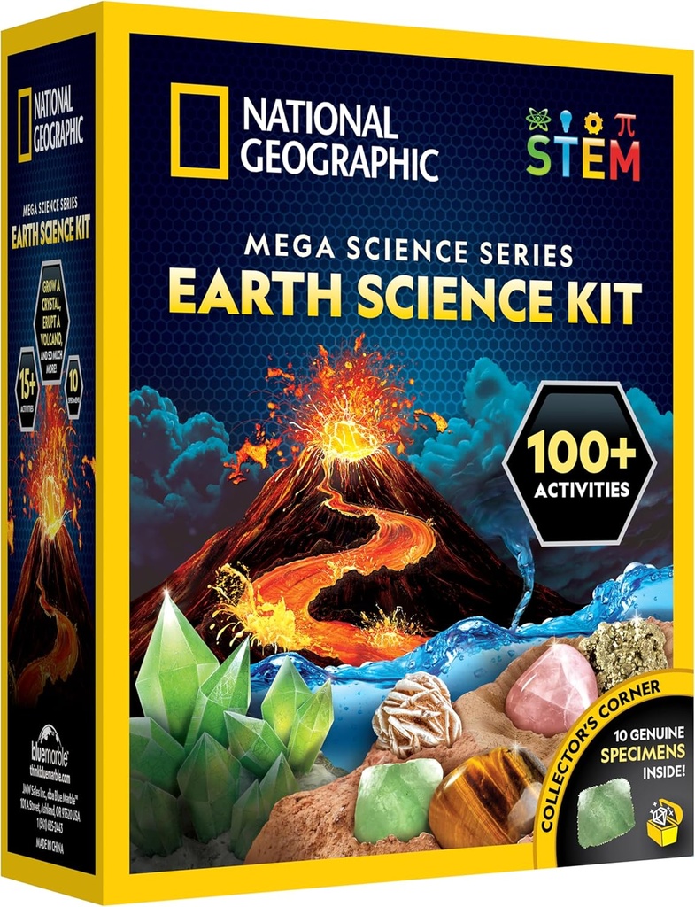 National Geographic STEM Science Kit - 15+ Experimente, Crystal Growing, Kit Volcano, Kits & Dig pentru copii - Exclusiv
