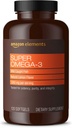 Elemente Amazon Super Omega-3, EPA & DHA Omega-3 acizi grași (1280 mg per Serving, 2 Softgels), Aroma de lămâie naturală, 120 Conte (Pachetul poate varia)