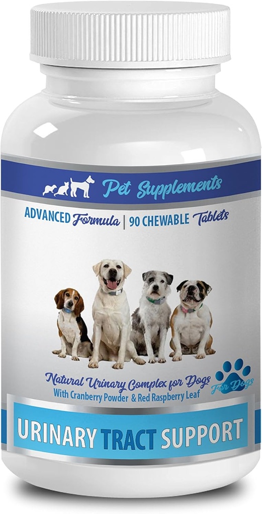 Dog Mestecare urinara - Dog Suport Tract urinar - Solutie Cranberry Natural - Sanatate Bladder - Vet Recomandat - Pastile de coacăze pentru câini - 1 flacon (90 tratează)