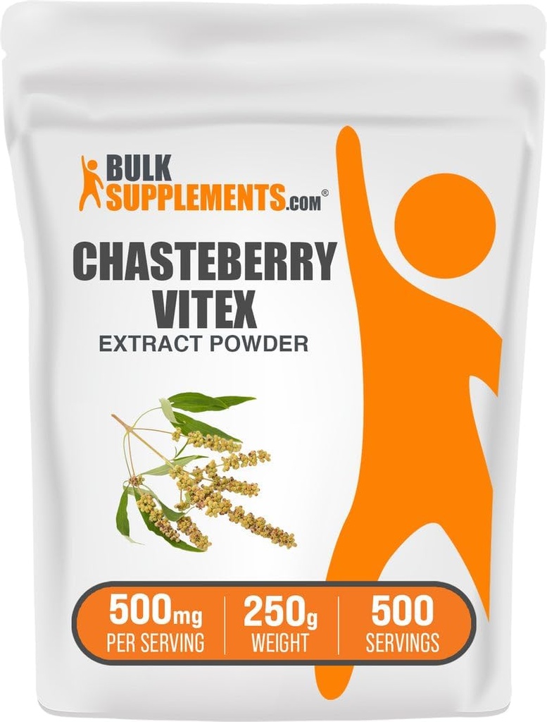 BulkSupplements.com Extract de Chasteberry Powder - Chasteberry Soursed from Vitex Berry, Herbal Supplement - Vegan & Gluten Free, 500mg per Serving, 250g (8,8 oz) (Pachet de 1)