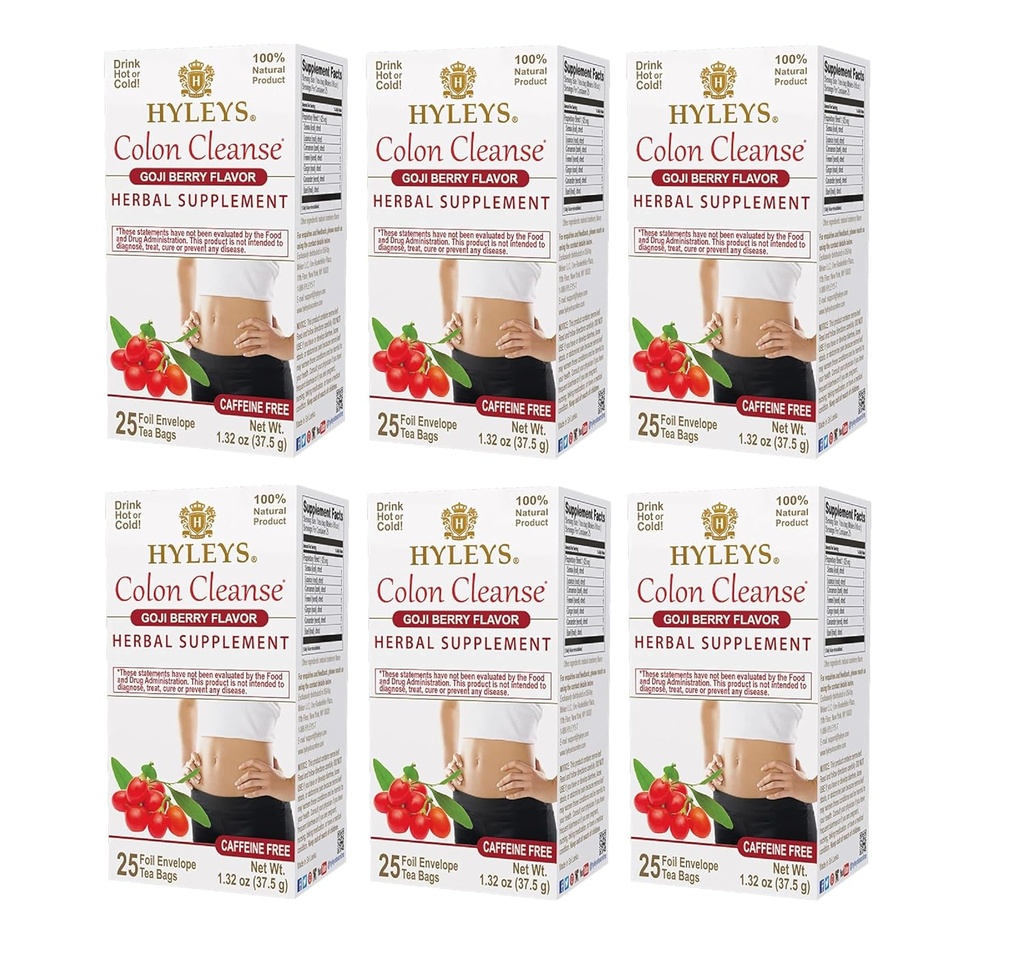 Hyleys Colon Cleanse Tea Goji Berry Flavor (6 Pack - 150 Ceai Bags Total)