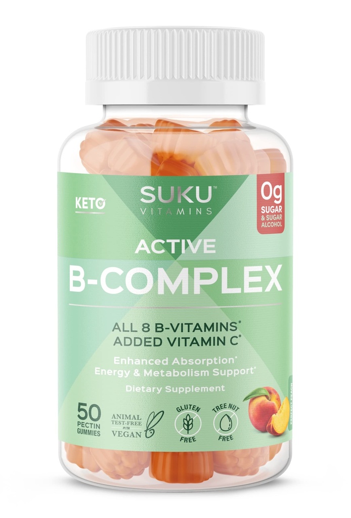SUKU B Complex Gummies, 8 B Vitamins, Energy & Metabolism