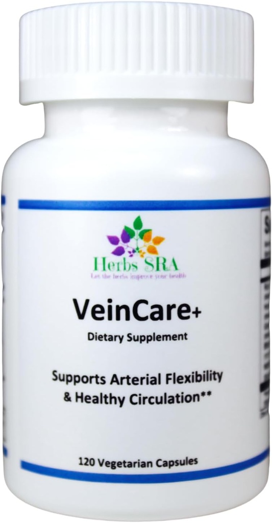 VeinCare Herbal Supplement - Suport Natural pentru Vene sanatoase - Rutina, Cai Chestnut, Seminte de struguri, Bilberry, Nattokinaza - Promoveaza Functia Optimal Vein