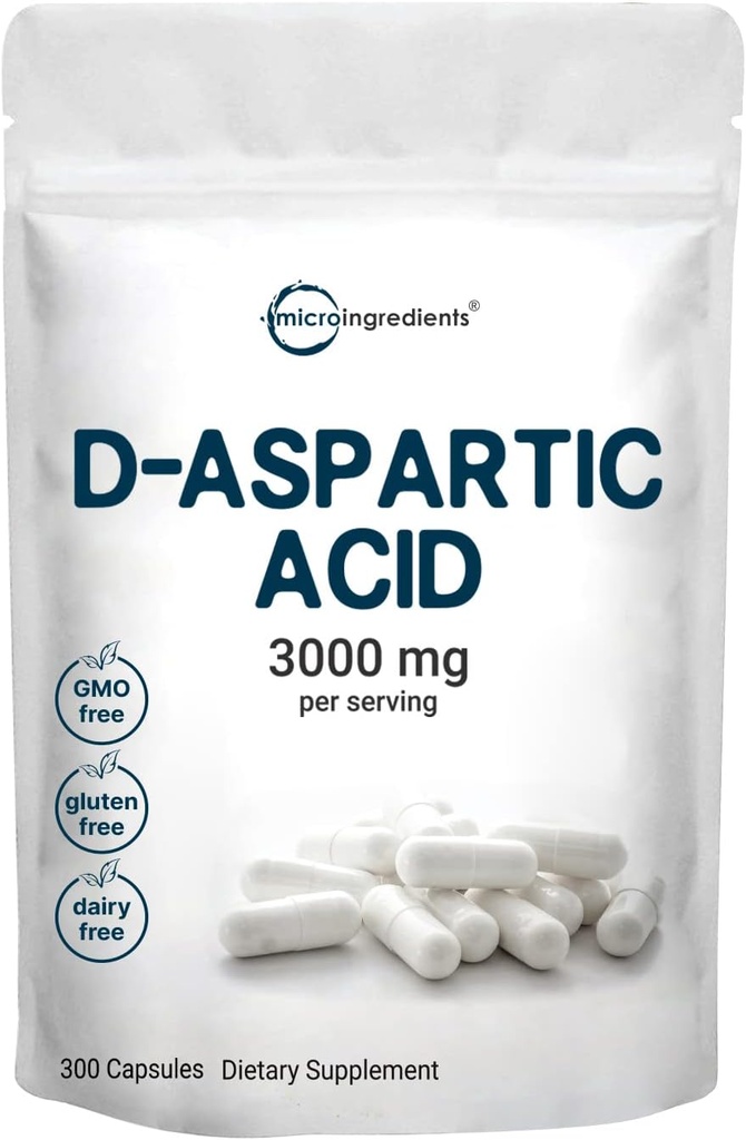Micro Ingrediente Acid D-Aspartic 3000 mg Per Serving, 300 Capsule 
