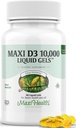 Maxi Health Vitamina D3 10000 UI Softgels Supliment - Pure VIT D3 pentru absorbţie de calciu, Imunitate şi suport osos pentru femei şi bărbaţi adulţi - Vitamina D - lichid D3 10000 UI Softgels (90)