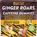 Ginger Roars - 60 de gume energetice - Vegan Cafeina Chews Fiecare 33mg, Made with a Tasty, Natural Fiery Kick for Ameliorate Running, Cycling, Preworkout & Focus.