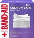 Johnson & Johnson Band-Aid of First Aid Products Cushion-Care Gauze Pads, 4 X 4 Inches, 25 Count (Pachet de 12)