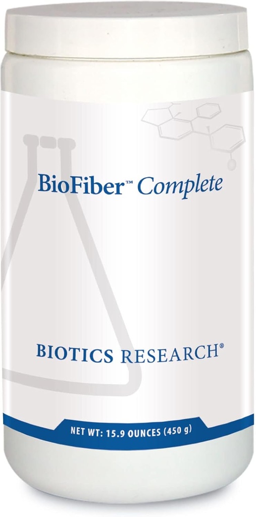 Biotics Research BioFiber Complete - 10 Fibre alimentare integrale (Organic & Non-GMO), 5g de fibre Per Serving, Easy-to-Mix Powder, Suport prebiotic Gut 15.9 Oz