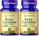 Puritan's Pride Beta Caroten for Immune and Eye Health to Sprijinirea unui sistem imunitar sănătos 100 Softgels (Pachet de 2)