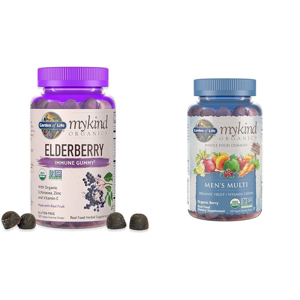 Gradina de viata Organice Gume de soc pentru adulti si copii - Supplement de sprijin imunitar cu fructe organice si organice Men Gummy Vitamine Multi Berry, 120 Conte