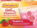Emergen-C 1000mg vitamina C pulbere, cu antioxidanți, vitamine B și electroliți, Suplimente de imunitate pentru suport imunitar, Cafeina gratuit Fizzy Drink Mix, Aroma de zmeură - 30 Conte/1 lună de aprovizionare