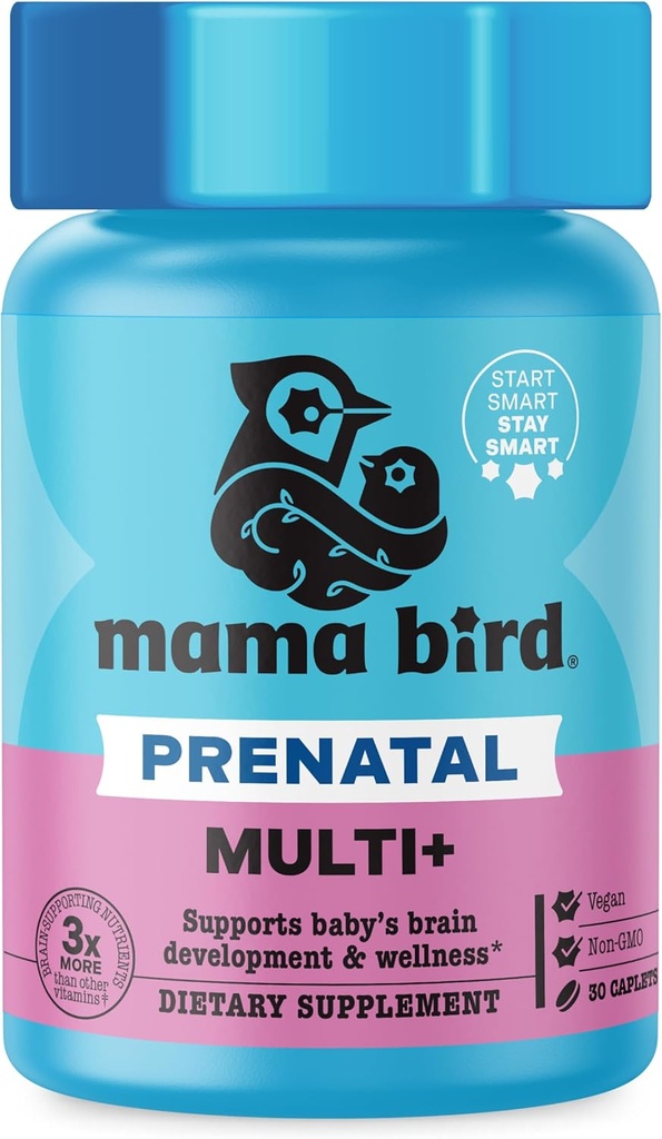 Cel mai bun Nest Wellness Mama Bird Prenatal Multi Plus - Prenatal Care Supplement Supplement Supports Brain & Digestive Health - Vegan Multivitamine cu L-Metilfolat, Probiotice & More - 30 Caplete (30 Servings)