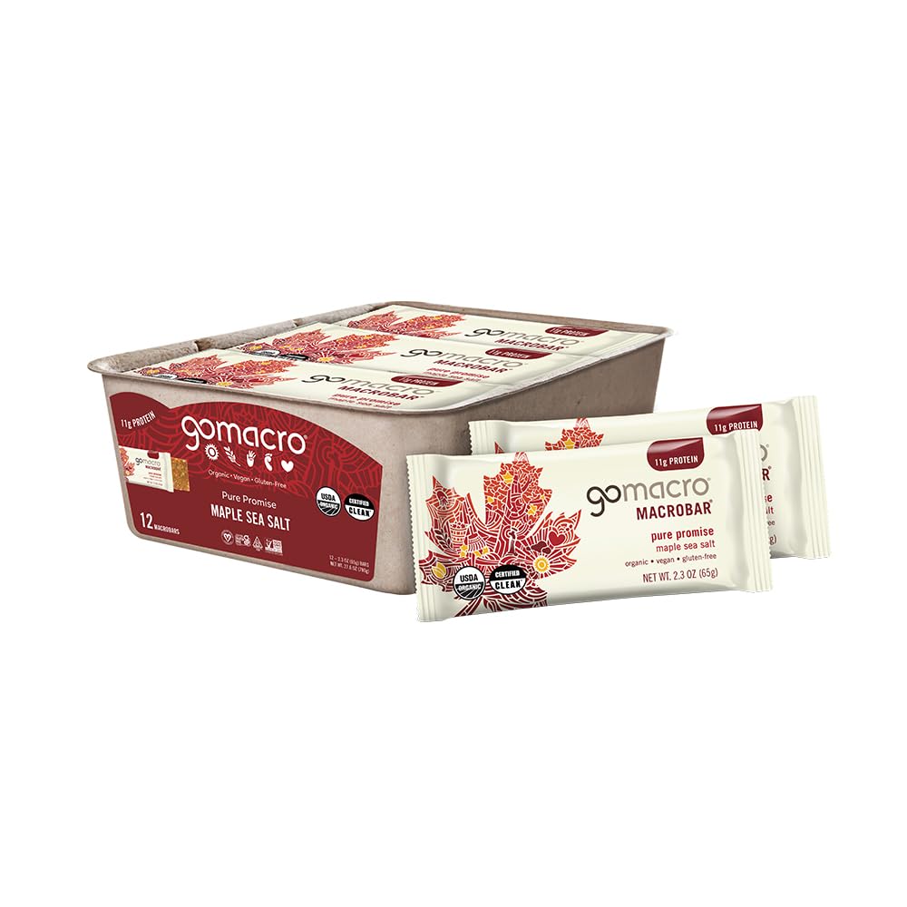 GoMacro MacroBar Organic Baruri de Proteină Vegană - Sare de mare Maple (2,3 Ounce Bars, 12 Conte)