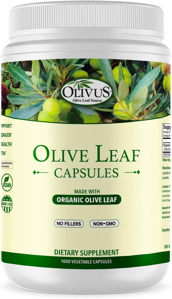 Capsule de frunze de măsline vrac 1000 Ct - 550 mg capsule vegetale - Pur organic de frunze de măsline pulbere cu nici Fillere - Suport imunitar supliment antioxidant