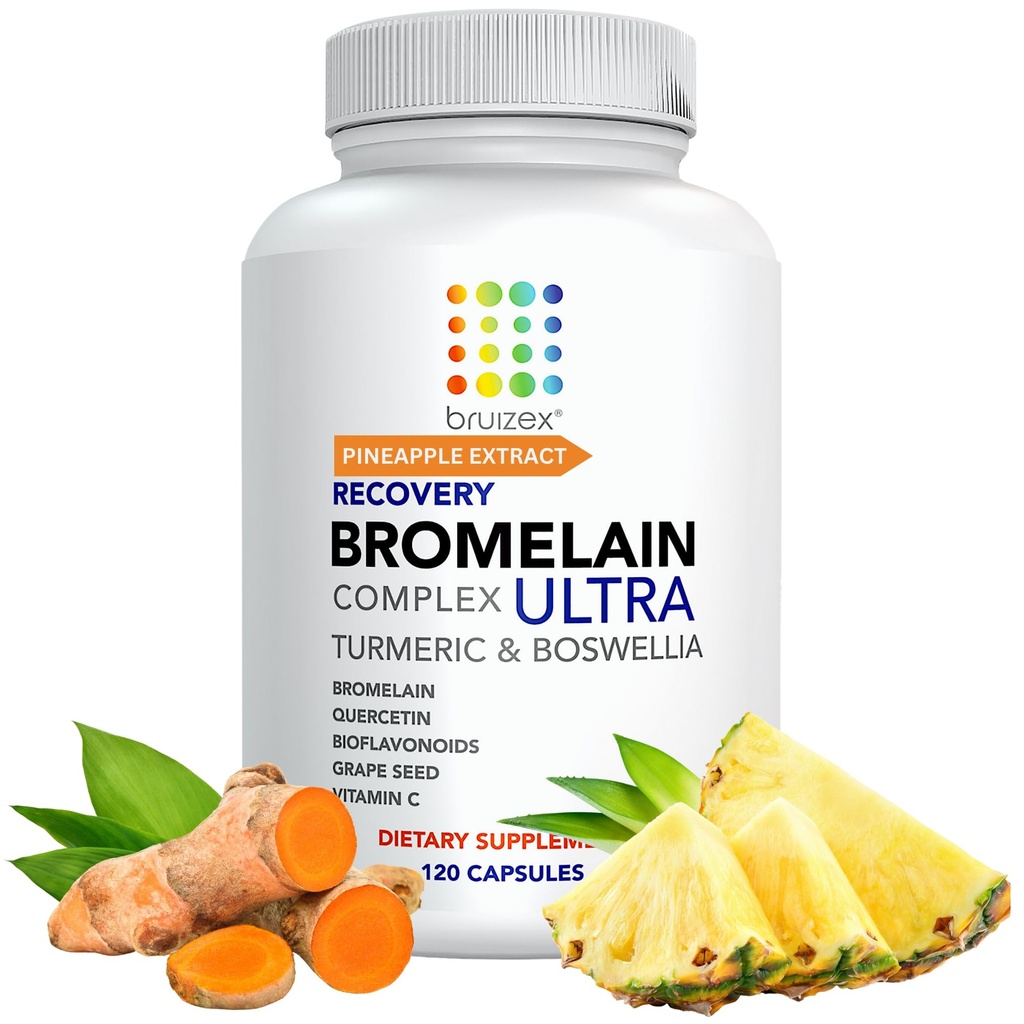Bruizex Ultra Bromelain și Quercetin supliment de ajutor de Bruiseing, 120 Capsule 