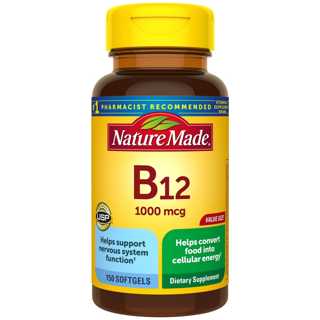 Vitamina B12 1000 mcg Softgels, 150 Valoarea nominală