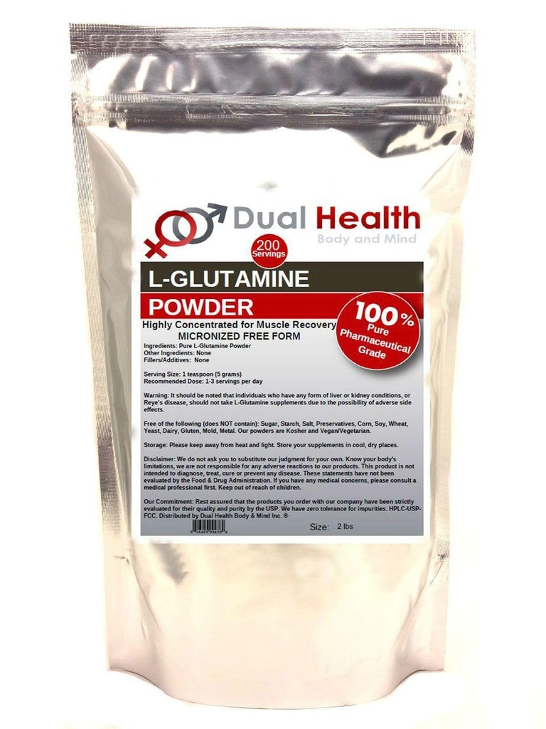 L-Glutamine (2 lbs) Pure pulbere 5000 mg Free Form Bulk Suplimente, Made in USA, Immune Digestion GI Support Leaky Gut Health Muscle Energy Rezistenta la rezistenta