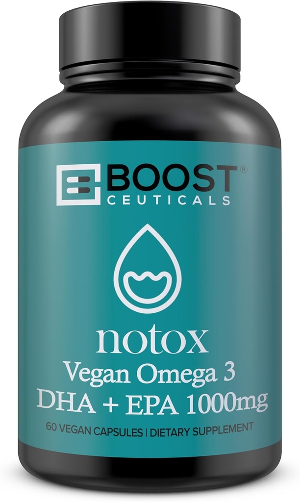 BoostCeuticals Vegan Omega 3 1000 mg plante-Based Algae Omega No Steares Non OMG Gluten Free 