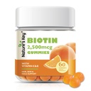 Cheia naturii Gume Biotin cu vitamina C și E, Suport unghii de păr creștere și piele frumoasă pentru femei bărbați și copii, Vegan, Orange Arome 60 Conte