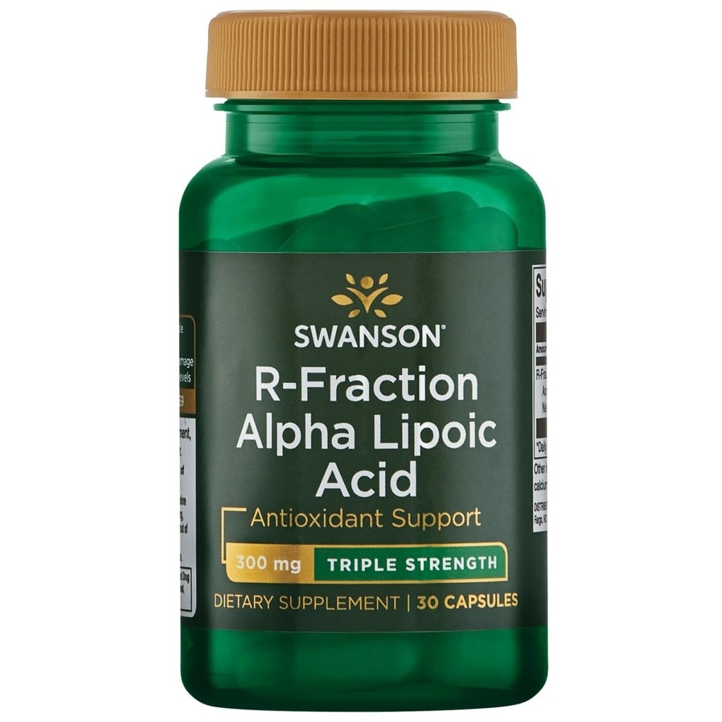 Swanson Triple Putere R-Fraction Alpha Acid lipoic - Promoveaza sanatoasa tensiune si livreaza nutrienti esentiali - (30 capsule, 300mg fiecare)