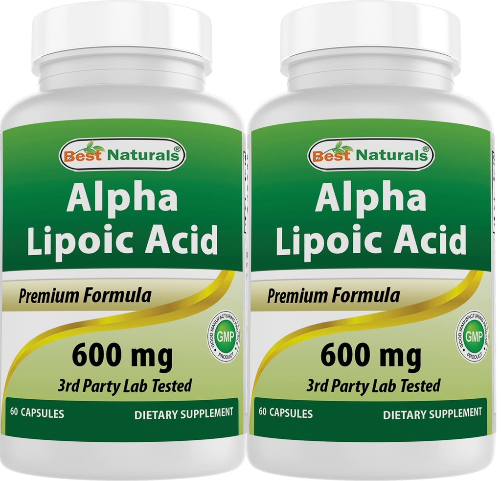 Cel mai bun natural alpha acid lipoic 600 mg 60 capsule - ALA puternic antioxidant (60 Conte (Pachet de 2))