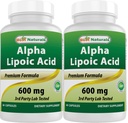 Cel mai bun natural alpha acid lipoic 600 mg 60 capsule - ALA puternic antioxidant (60 Conte (Pachet de 2))