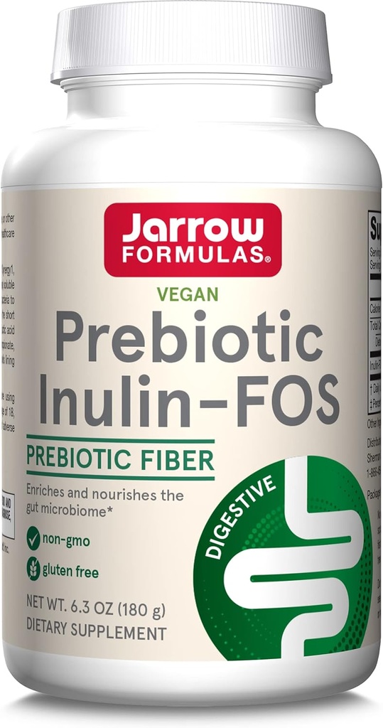 Jarrow Formulas® Prebiotic Inulin FOS Prebiotic Fiber Supplement, 6.3 Oz, Prebiotice pentru sanatate gutoasa si suport digestiv, Aprox. 47 Serviri