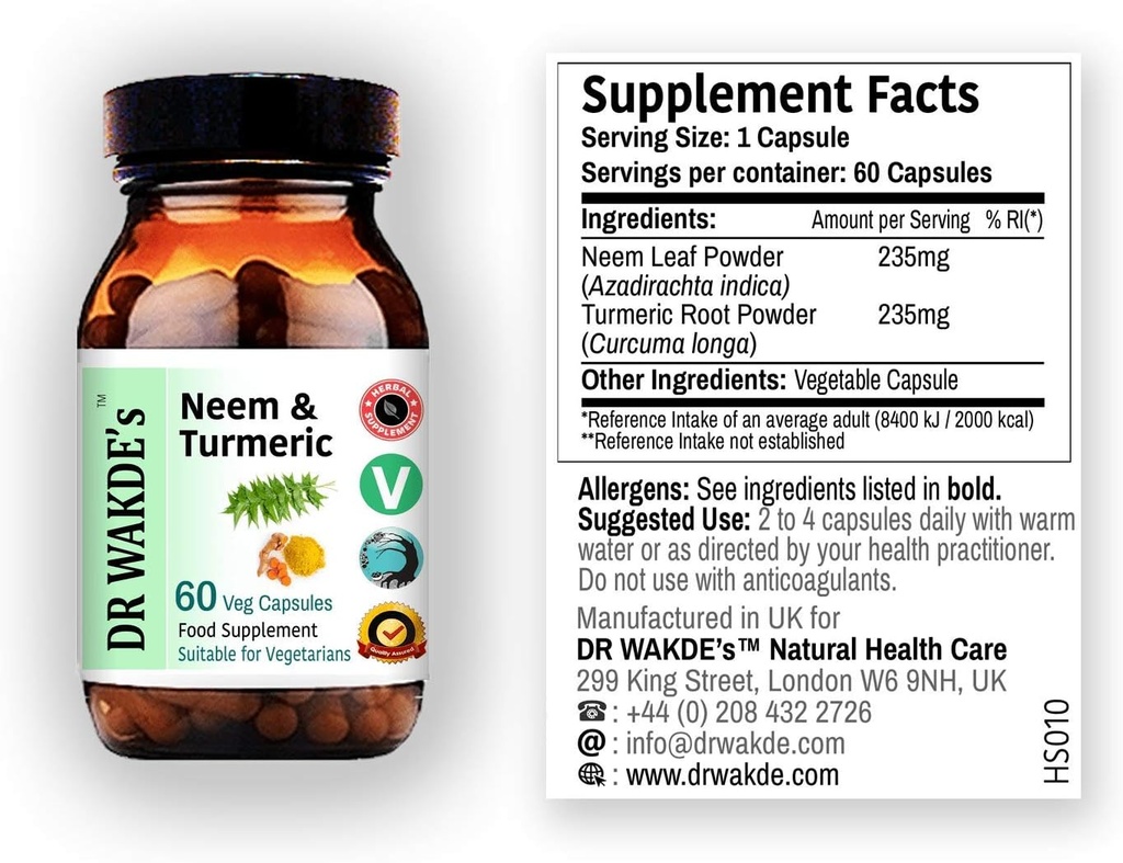 DR WAKDE lui Neem & Capsulele Turmeric 