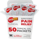Stopain Pachete de calmare clinică Gel, Statele Unite ale Americii Made, Max Putere Rapidă Acţionând cu MSM, Glucosamină, Mentol pentru Artrită, Sciatică Back Inferioară, Genunchi, Neck HSA FSA Produse analgezice topice, 50 Pack