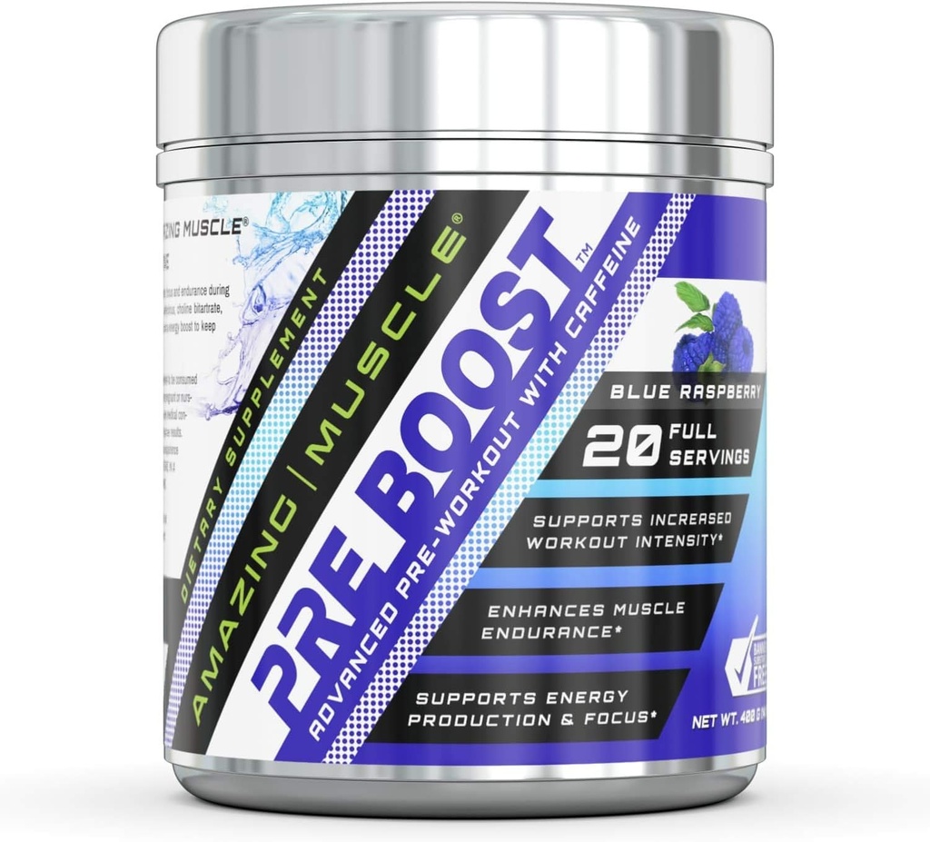 Uimitor musculare Pre Boost Formula cu supliment de cofeina 