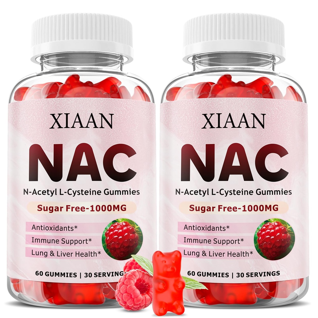 NAC Gummies pentru copii și adulți, N Acetil Cysteine 1000mg NAC Supliment pentru antioxidanți și suport imunitar, Lung & Ficat Sănătate, Raspberry Flavor 120 Conte