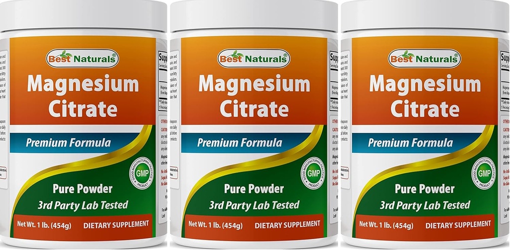 Cel mai bun Naturals Citrate de magneziu pulbere 1 lira (1 LB (Pachet de 3))