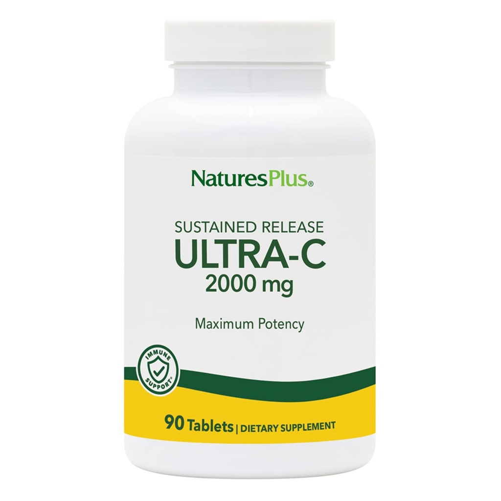 Naturas Plus Ultra C W/Rose HIPS, Se sustine eliberat - 2000 mg, 90 comprimate vegetariene - Suport imun potenta maxima, Antioxidant - Aparare gratuita - Gluten-Free - 90 Serviri