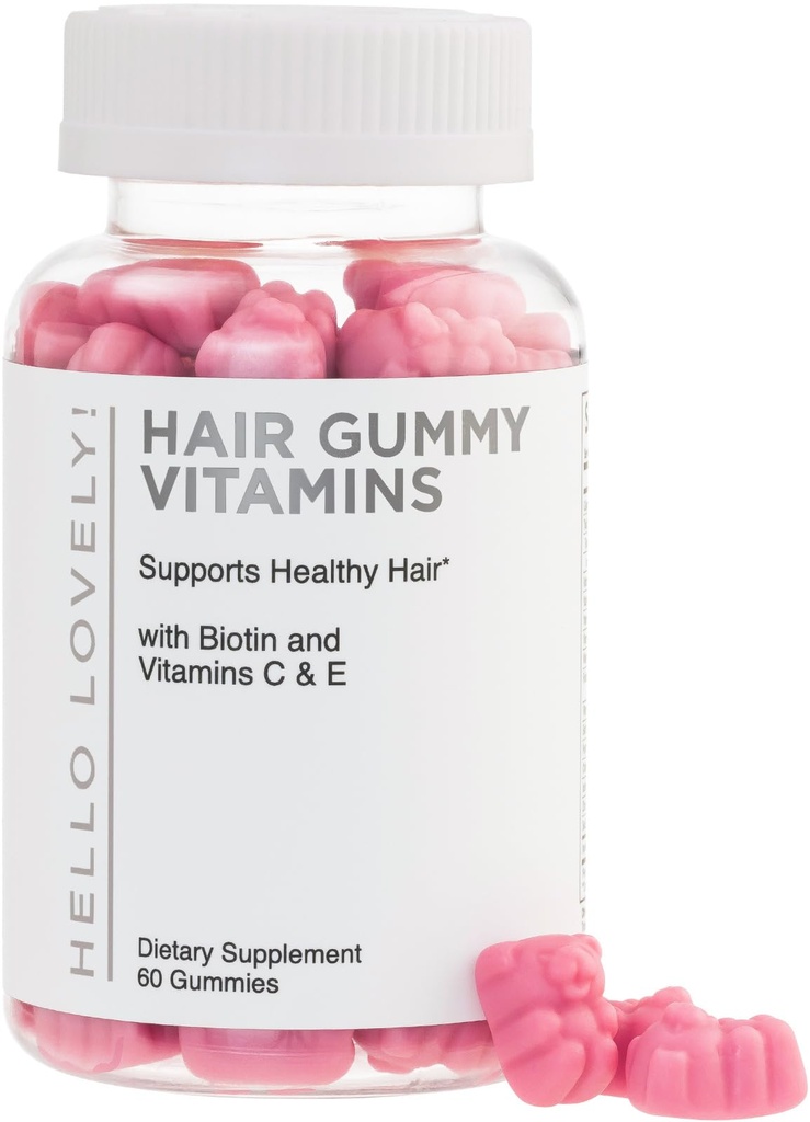 Vitamine de par Gummie - Biotin 5000 mcg cu vitamina E, C & Zinc, vitamina de crestere a parului pentru femei si barbati - mai puternic, par frumos, piele si unghii Supliment, non-GMO & Gluten-Free - 60 Gummy Bears