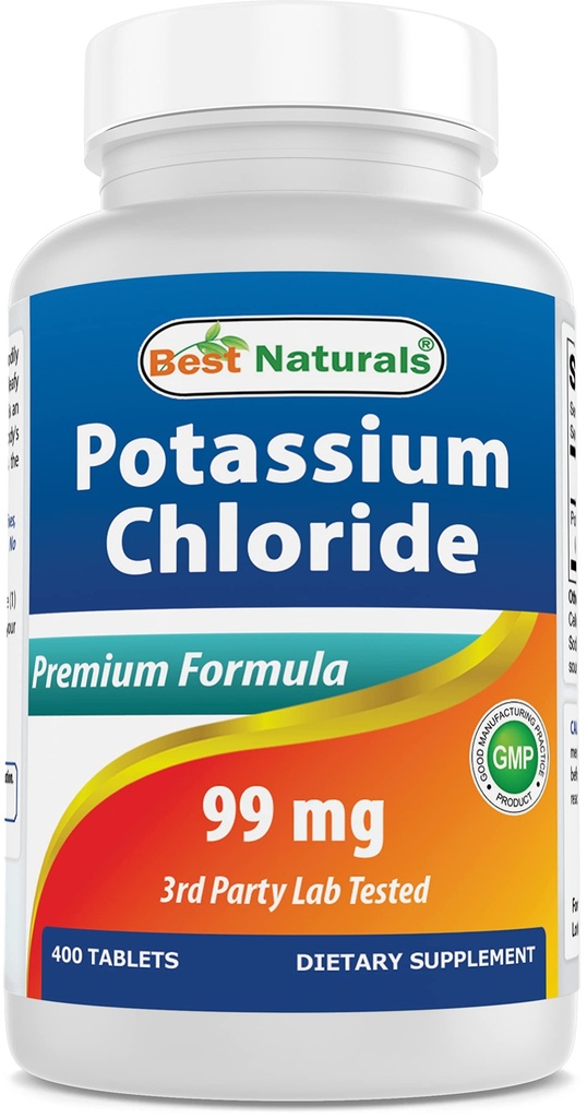 Cele mai bune naturale Clorura de potasiu Suplimentul 99mg 400 comprimate - 3rd Party Lab testat