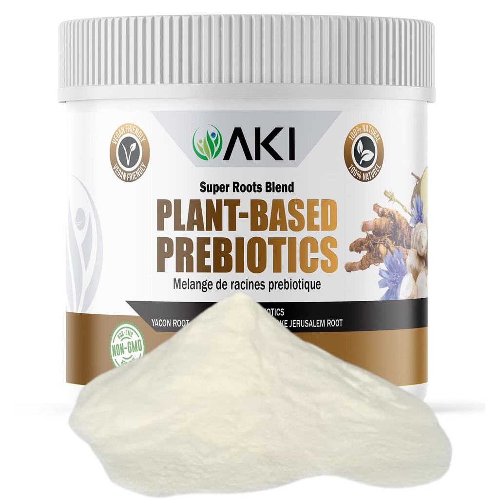 Blend prebiotic pe bază de plante AKI (6oz/1700g) - Sursa ideală de FOS & Inulin - Flora intestinală şi imunitatea nutritivă - Ideal pentru Shakes proteine, suc, smoothies - Keto Friendly, Vegan, Gluten & OMG Free