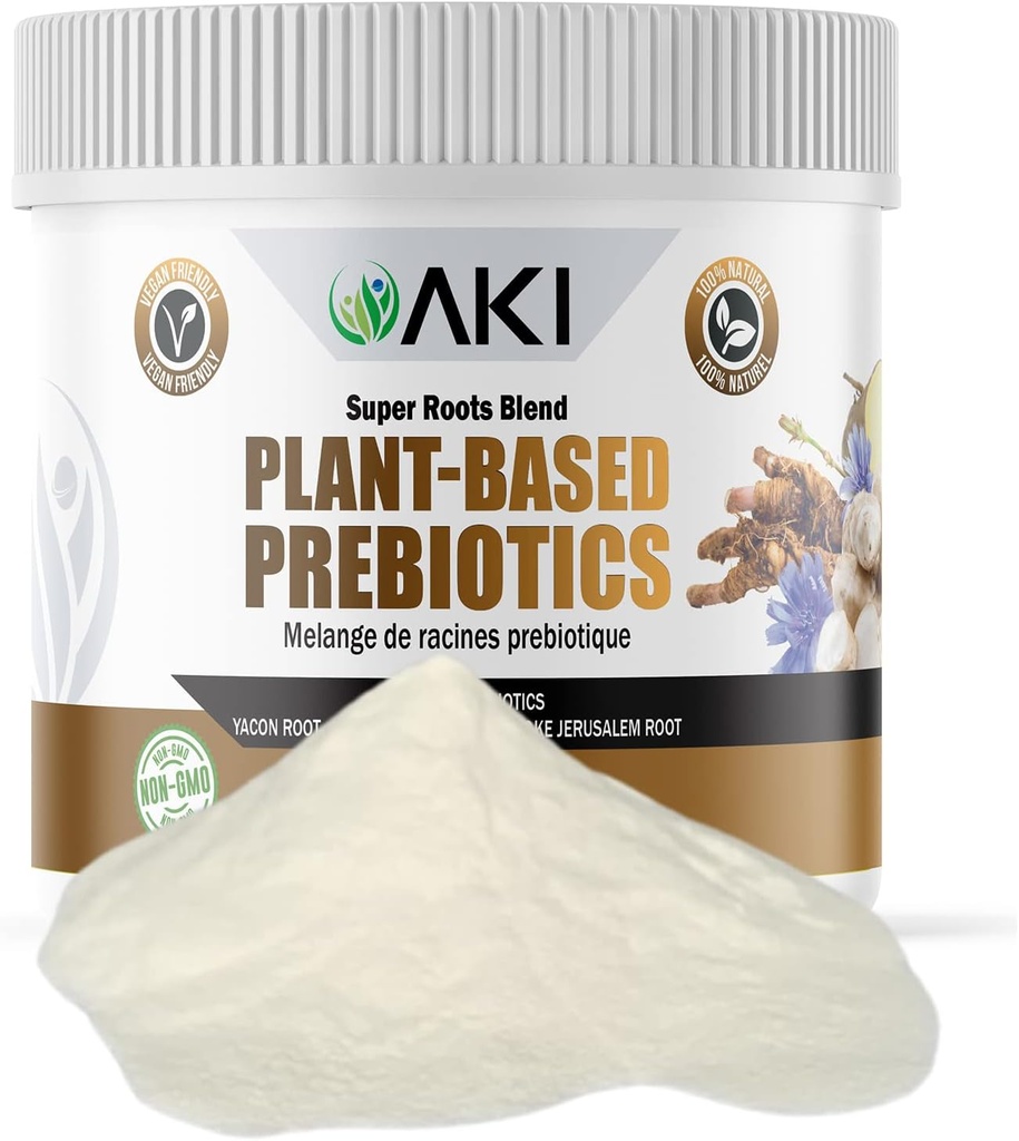 Blend prebiotic pe bază de plante AKI (6oz/1700g) - Sursa ideală de FOS & Inulin - Flora intestinală şi imunitatea nutritivă - Ideal pentru Shakes proteine, suc, smoothies - Keto Friendly, Vegan, Gluten & OMG Free