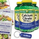 Spring Valley Calciu Citrate comprimate Supliment alimentar 600 mg 300 Ct 3 pk Alegerea Bundle (900 Total) + Vitamina Ghid & Pill Container (5 elemente)!
