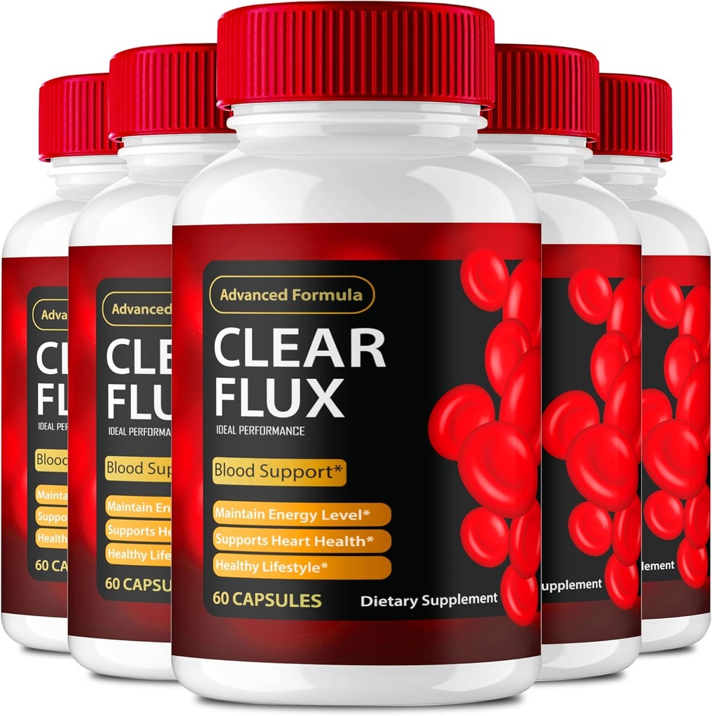 Clear Flux Supplement, Super Boost Clear Flux Supliment, clar Flux pastile, Formula oficială, Suport Premium pentru a menține niveluri stabile și circulatie sanatoasa, Recenzii de sanatate Flux clar (5 ambalaj)