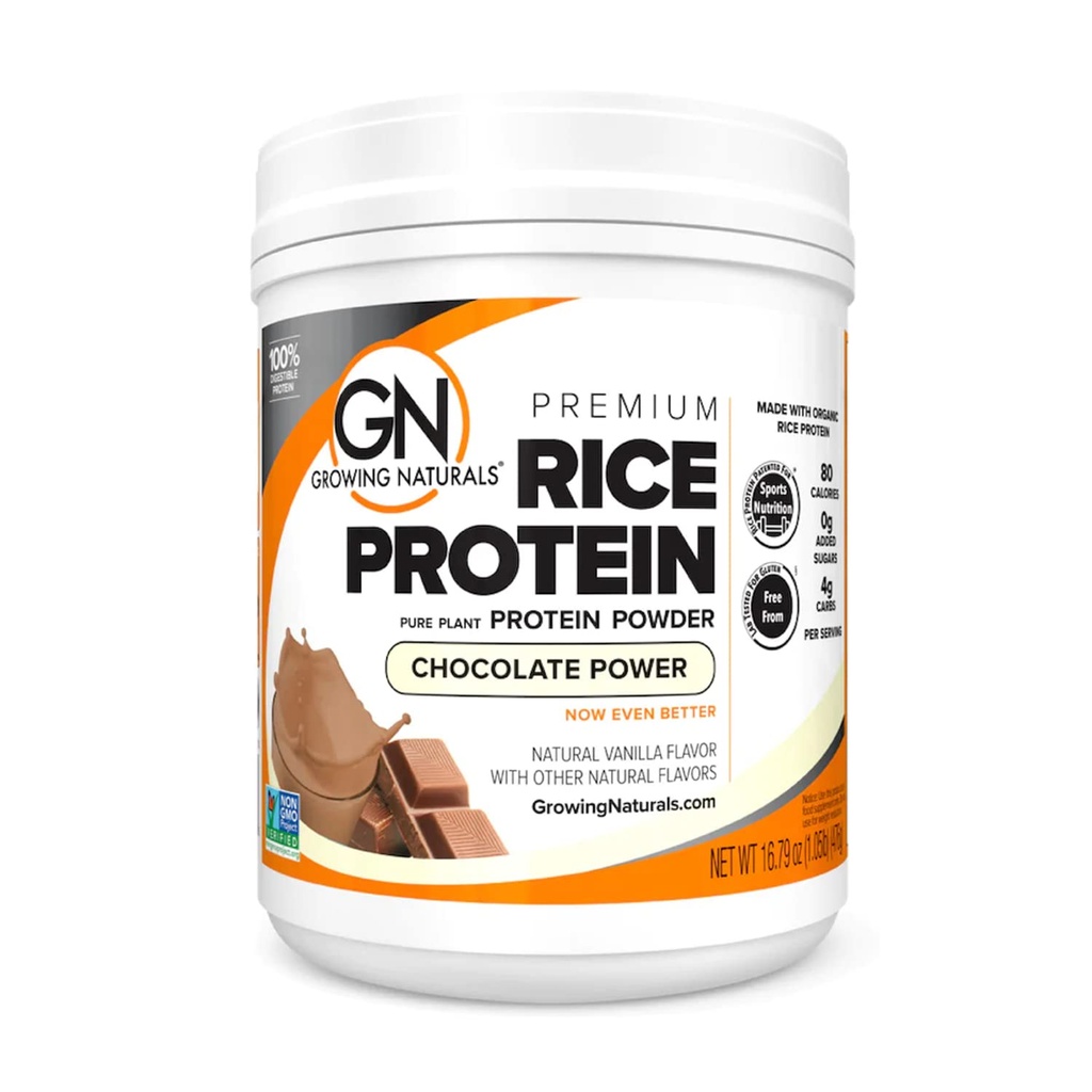 Naturals Crowing Organic Premium Rice Proteine Powder, Chocolate Power, Non-GMO, Vegan, 16.8 Ounce